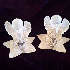 Crystal Clear 2 Angel tapered candle holders